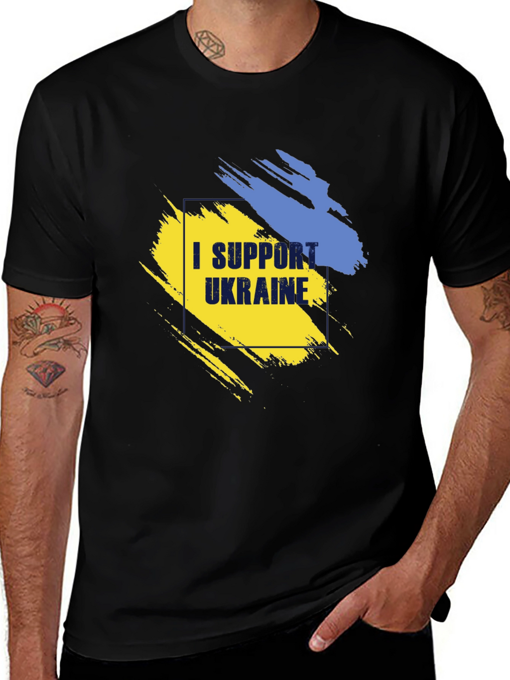 I Support Ukraine T-Shirt - Black Cotton Tee