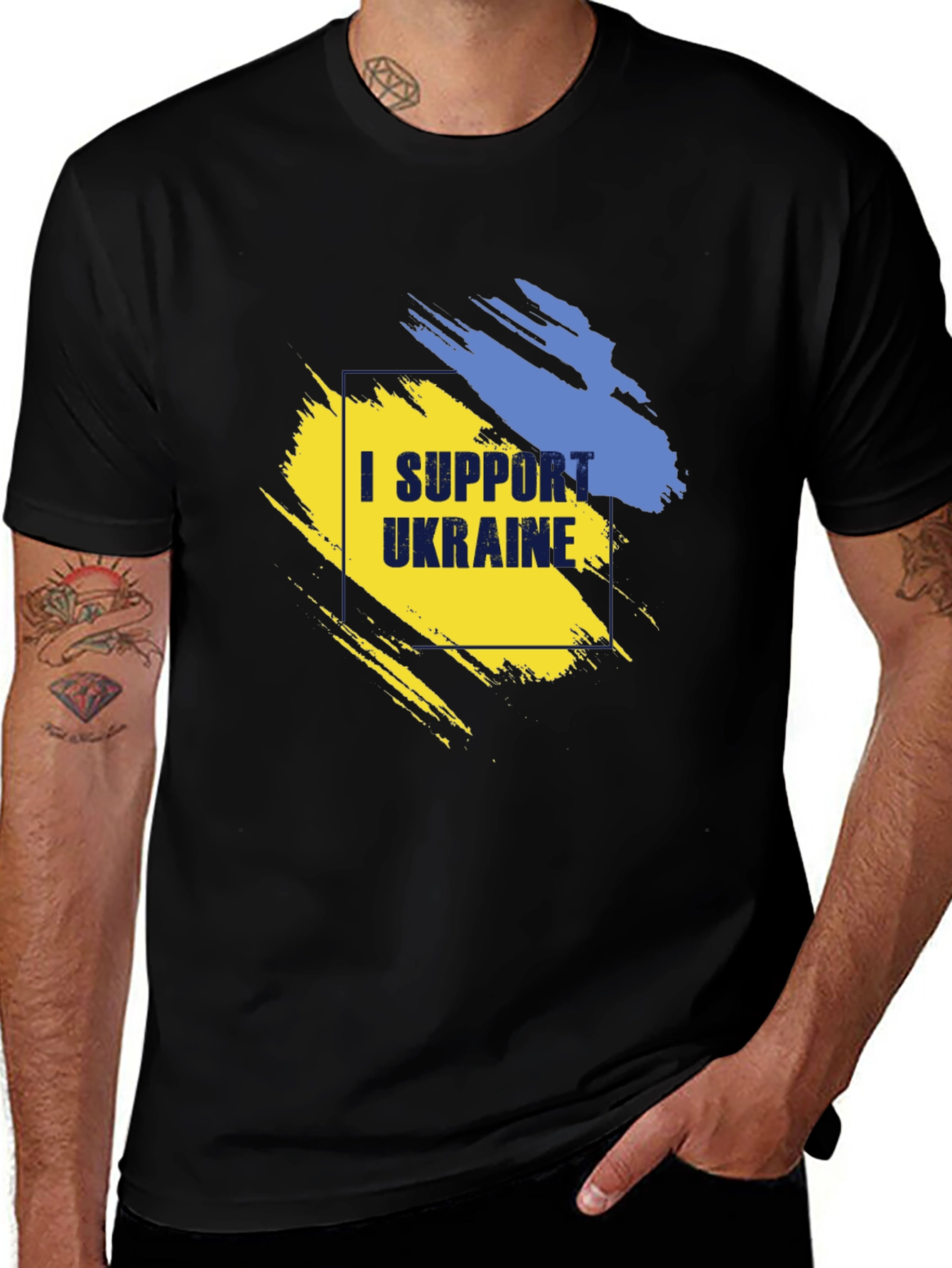 I Support Ukraine T-Shirt - Black Cotton Tee