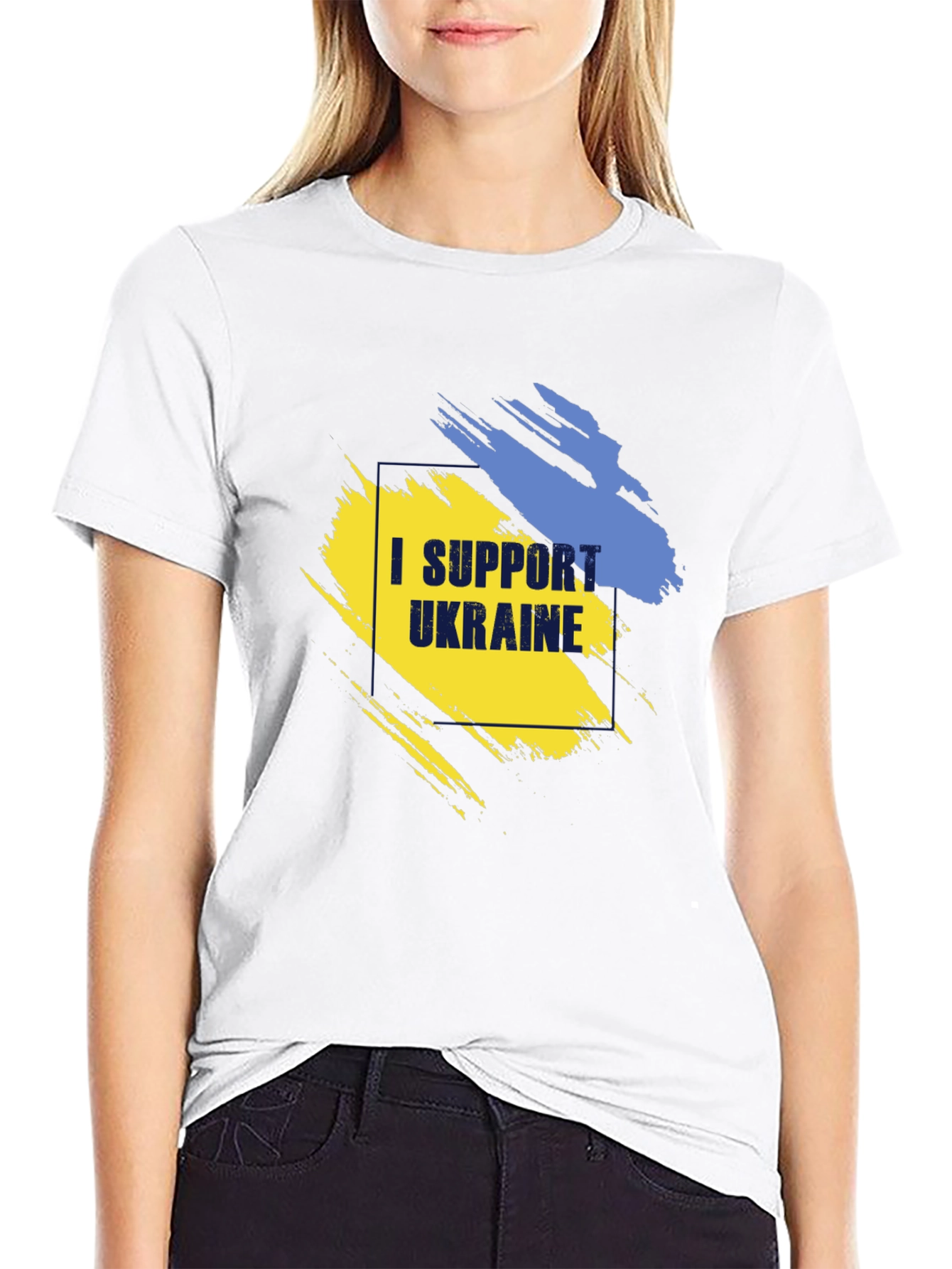 I Support Ukraine T-Shirt - Black Cotton Tee