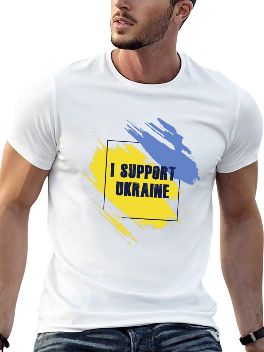 I Support Ukraine T-Shirt - Black Cotton Tee