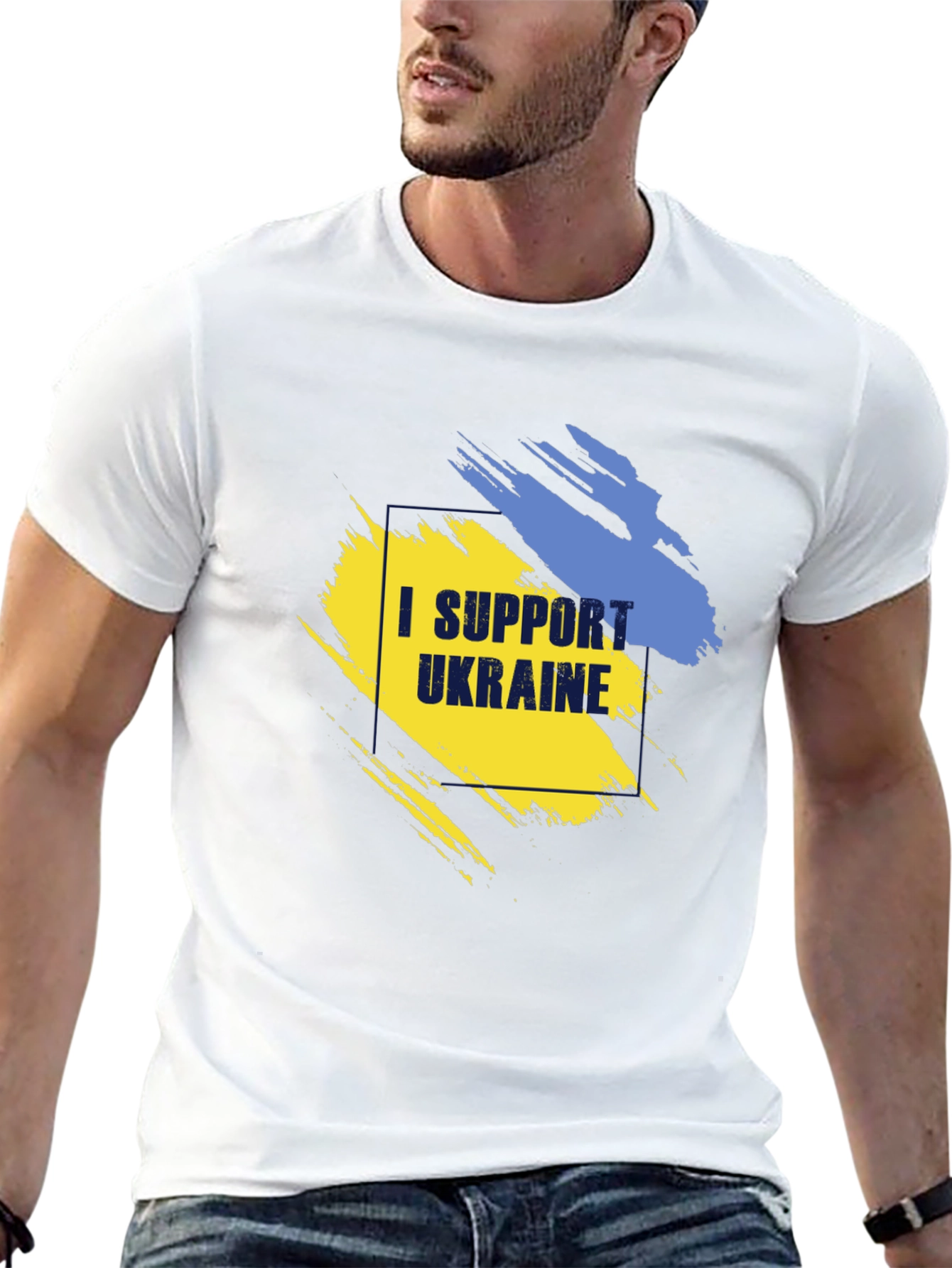 I Support Ukraine T-Shirt - Black Cotton Tee
