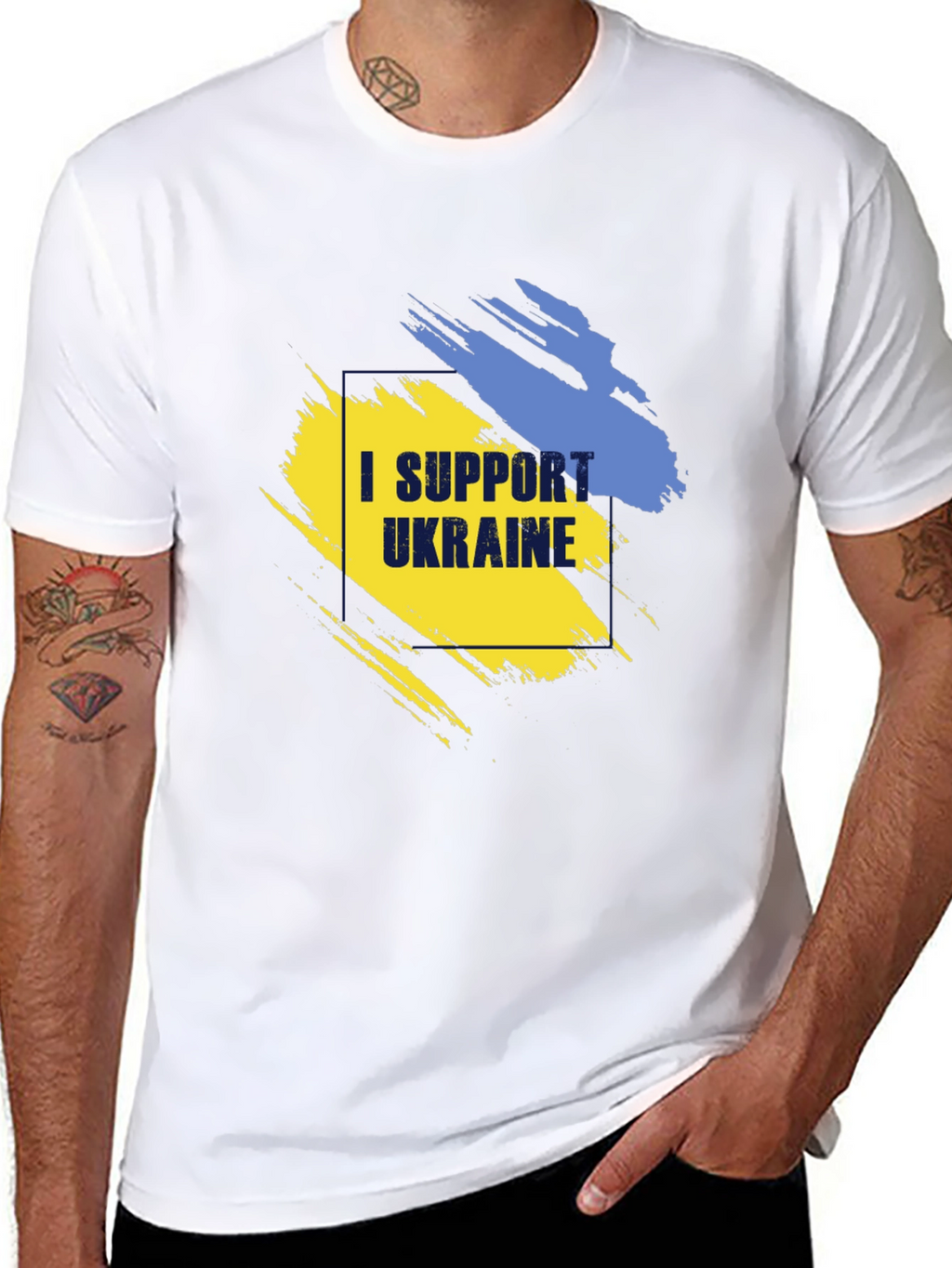 I Support Ukraine T-Shirt - Black Cotton Tee