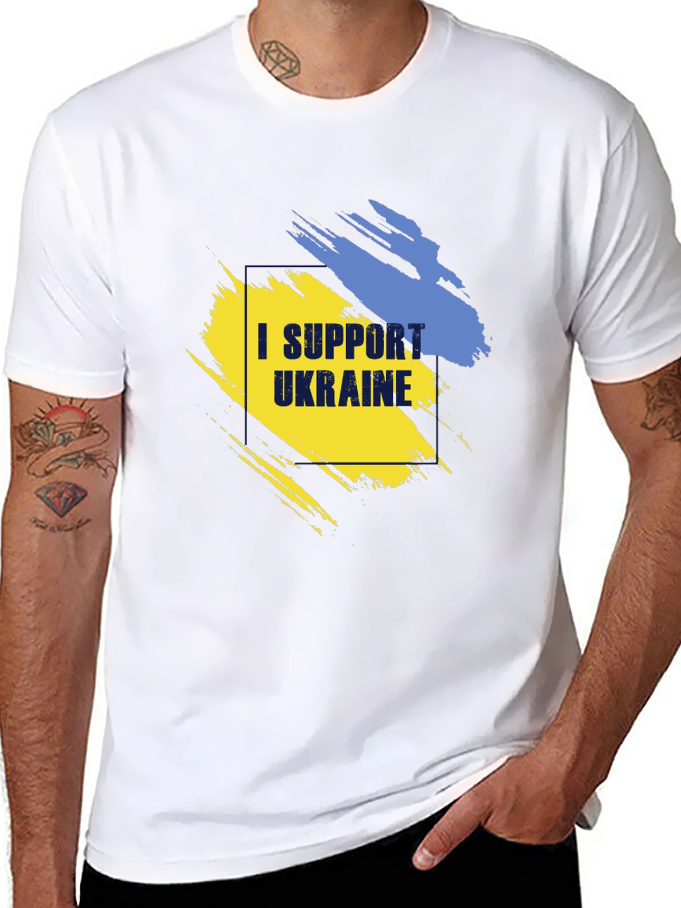 I Support Ukraine T-Shirt - Black Cotton Tee