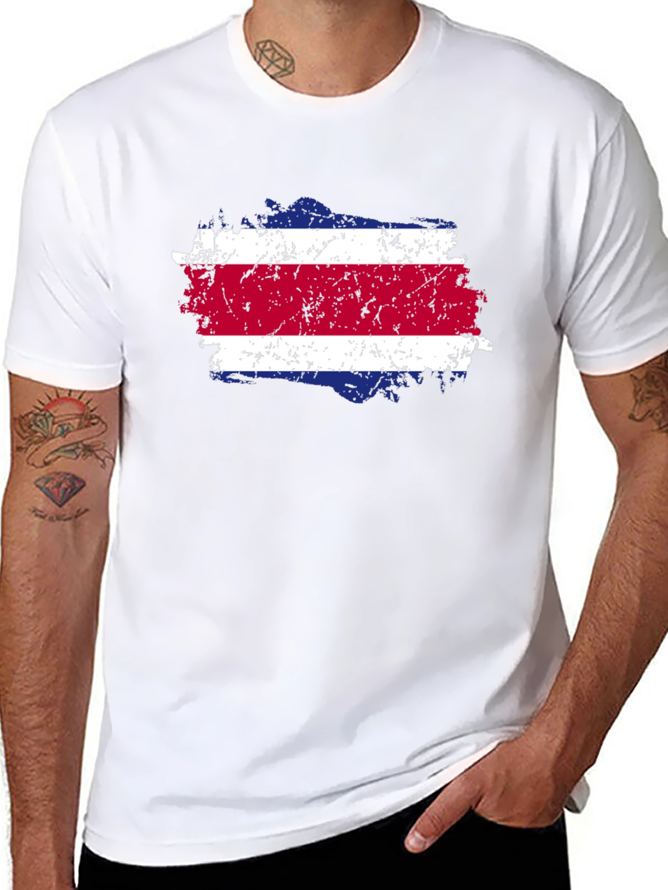 Costa Rica Flag T-Shirt - Distressed Design