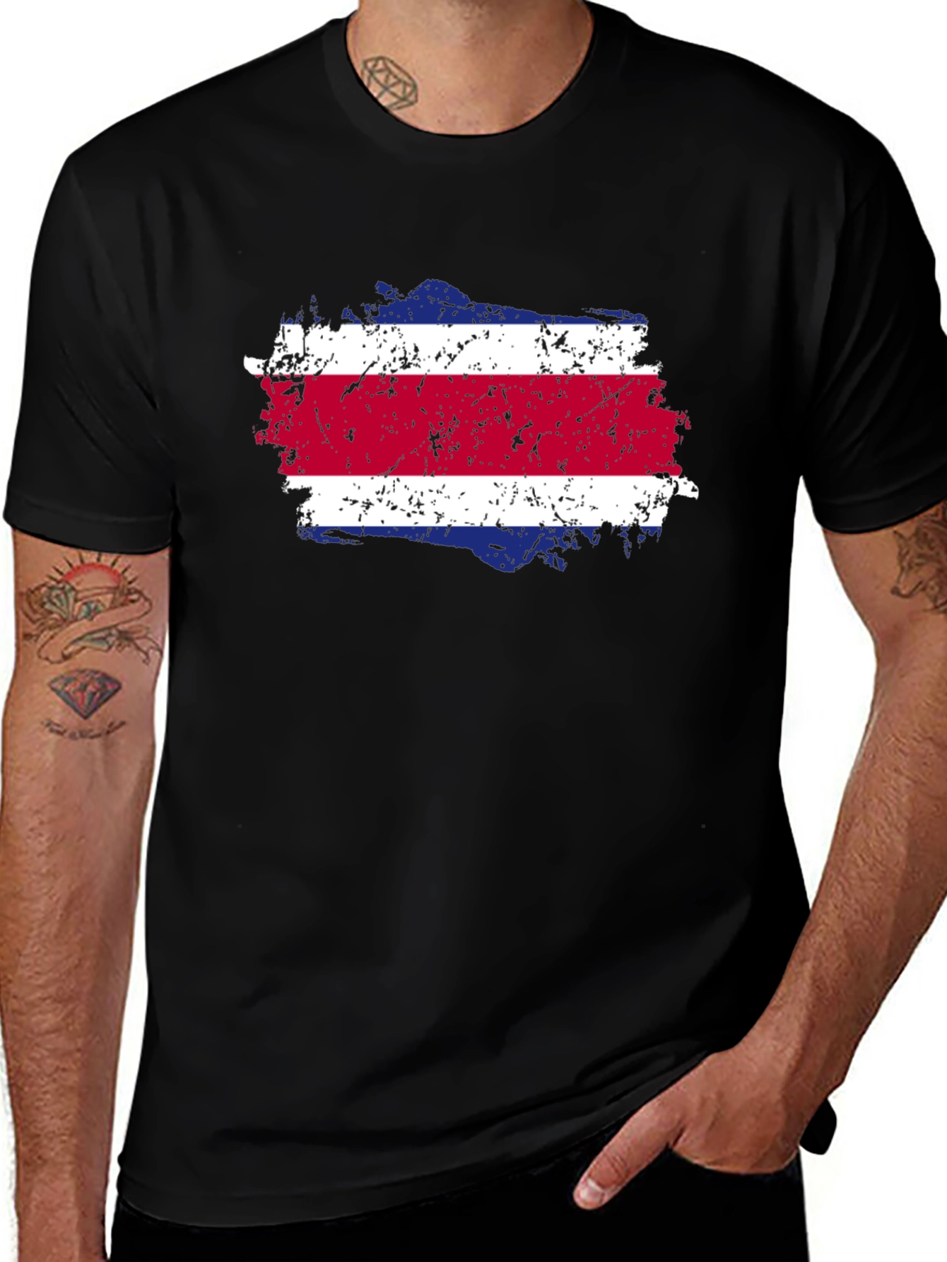 Costa Rica Flag T-Shirt - Distressed Design