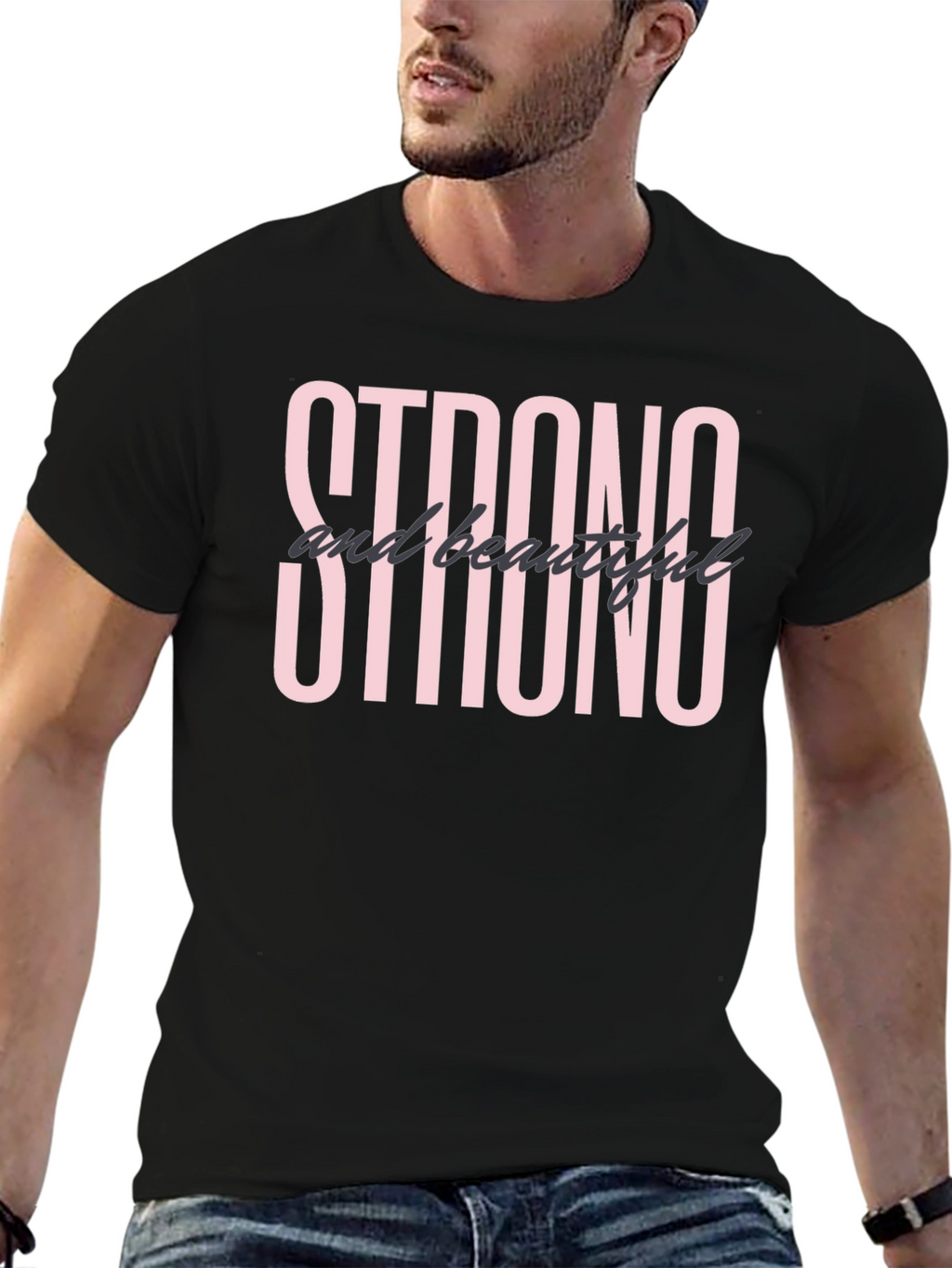 Strong & Beautiful Graphic T-Shirt - Black