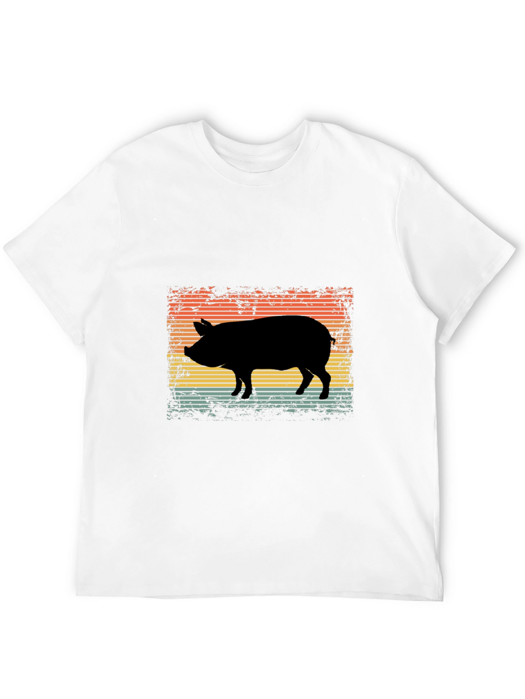 Retro Pig Silhouette Graphic Tee - Black