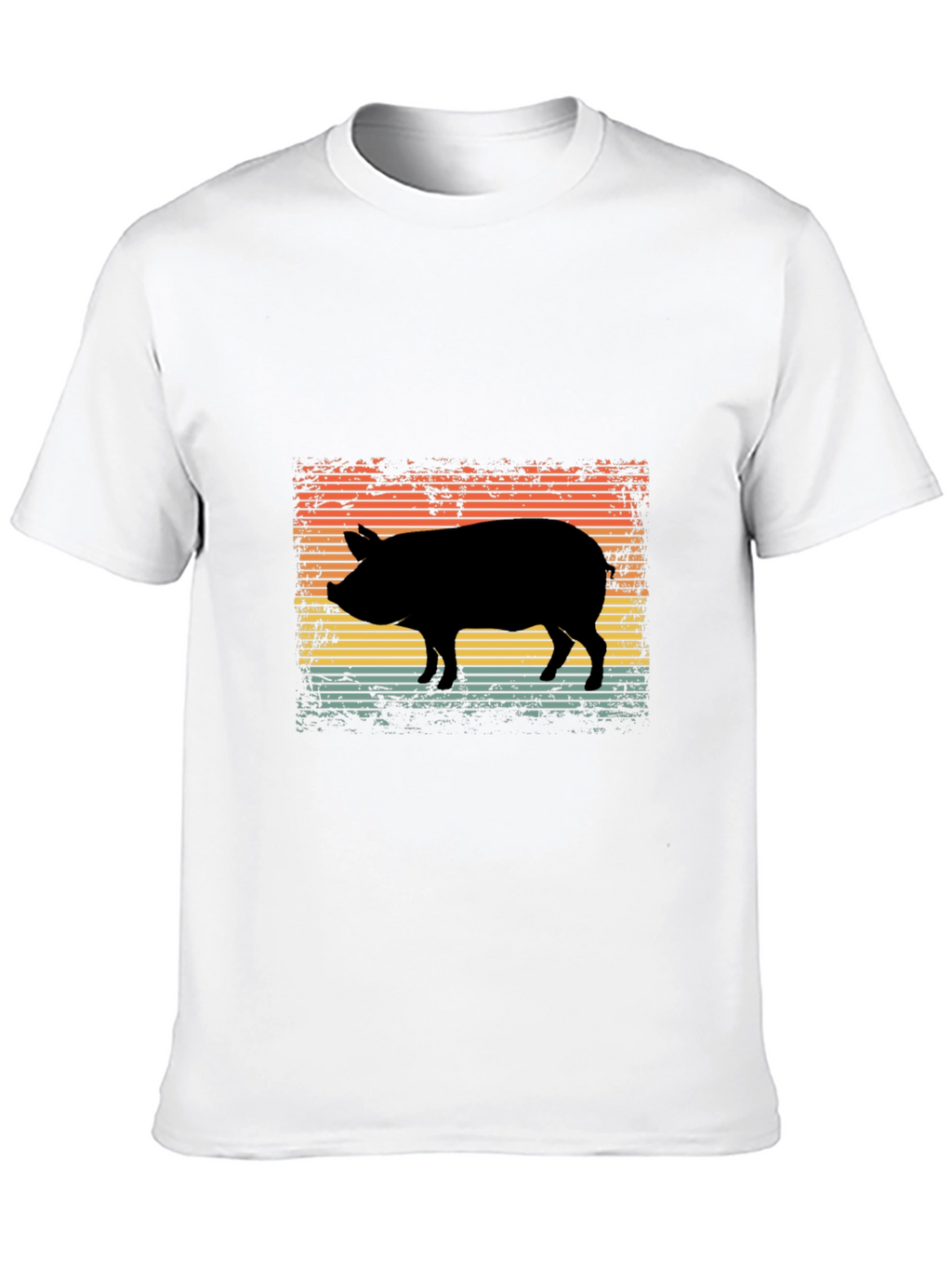 Retro Pig Silhouette Graphic Tee - Black