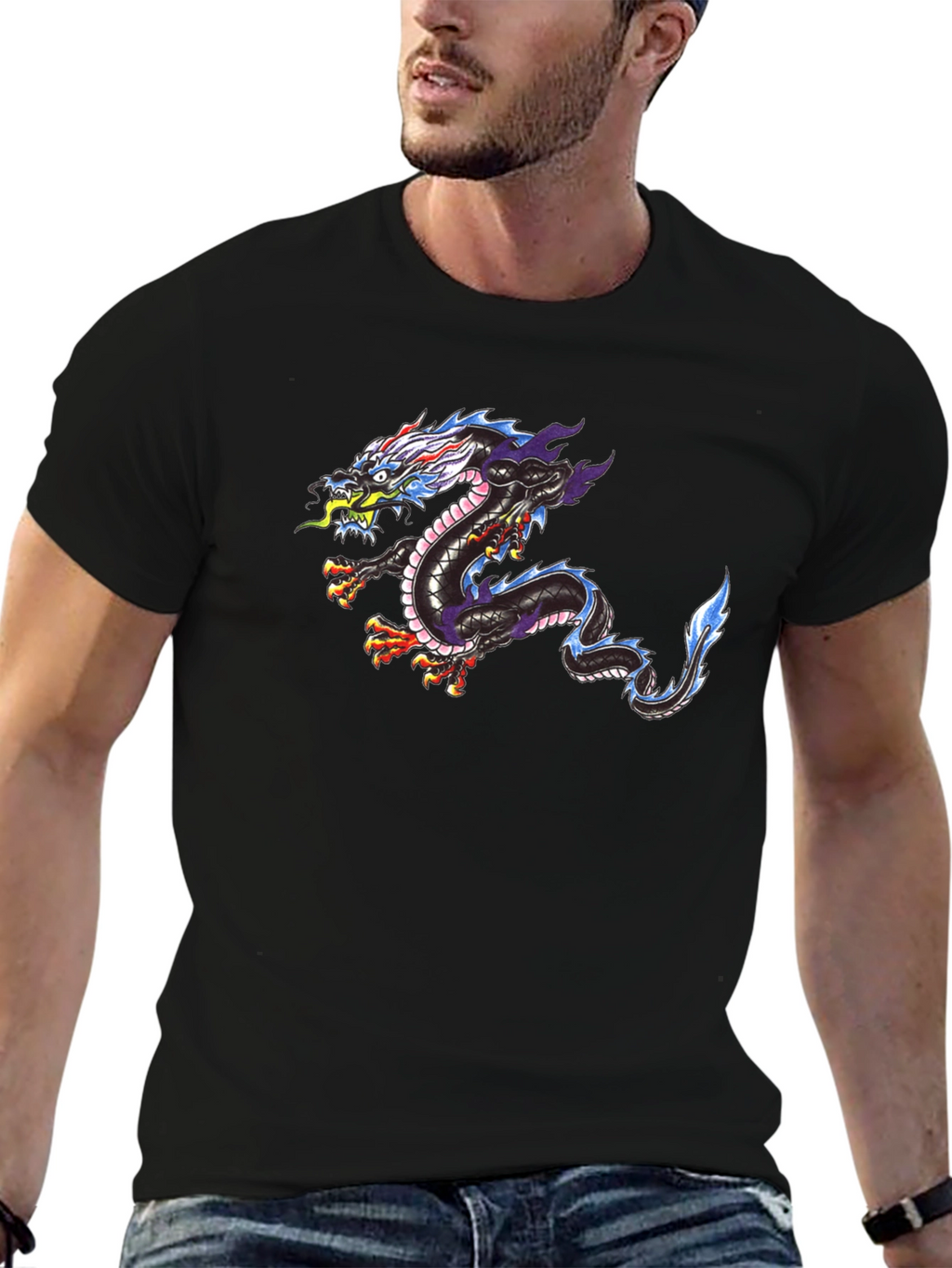 Dragon Print Black T-Shirt