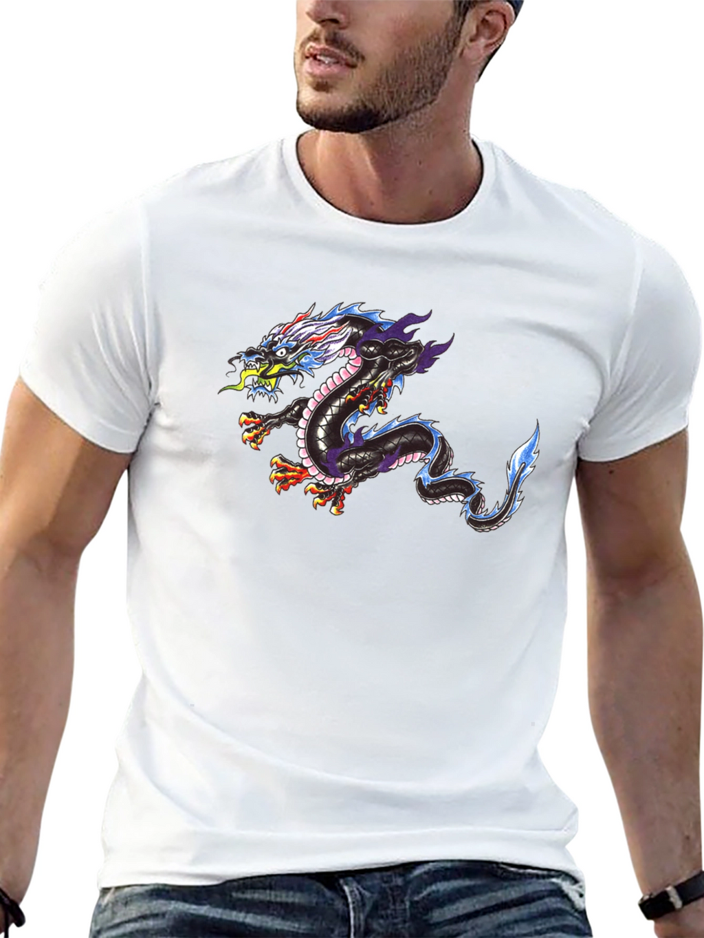 Dragon Print Black T-Shirt