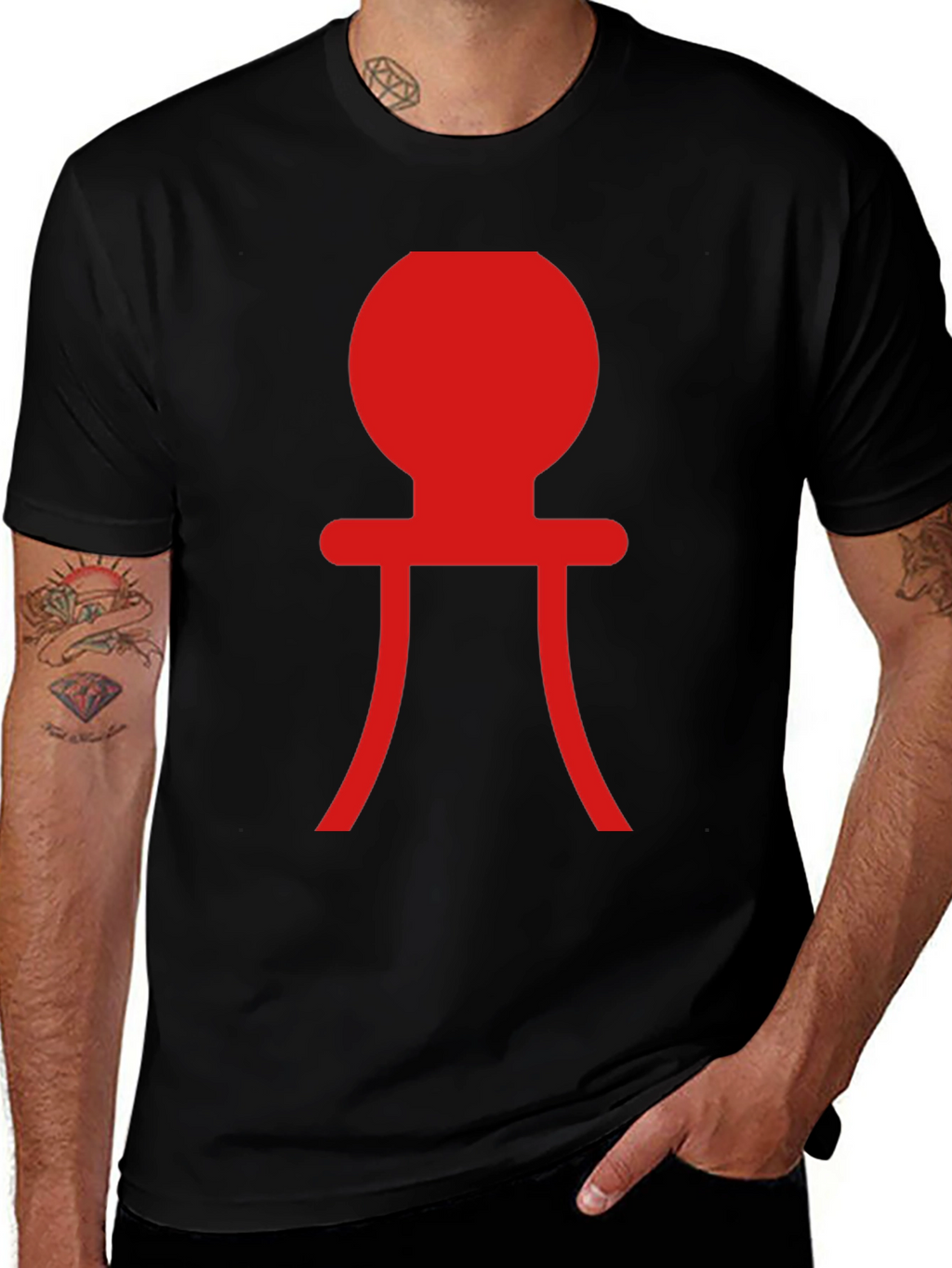Modern Graphic Tee - Red Abstract Design