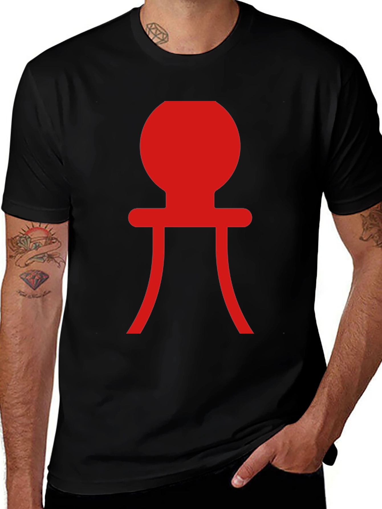 Modern Graphic Tee - Red Abstract Design