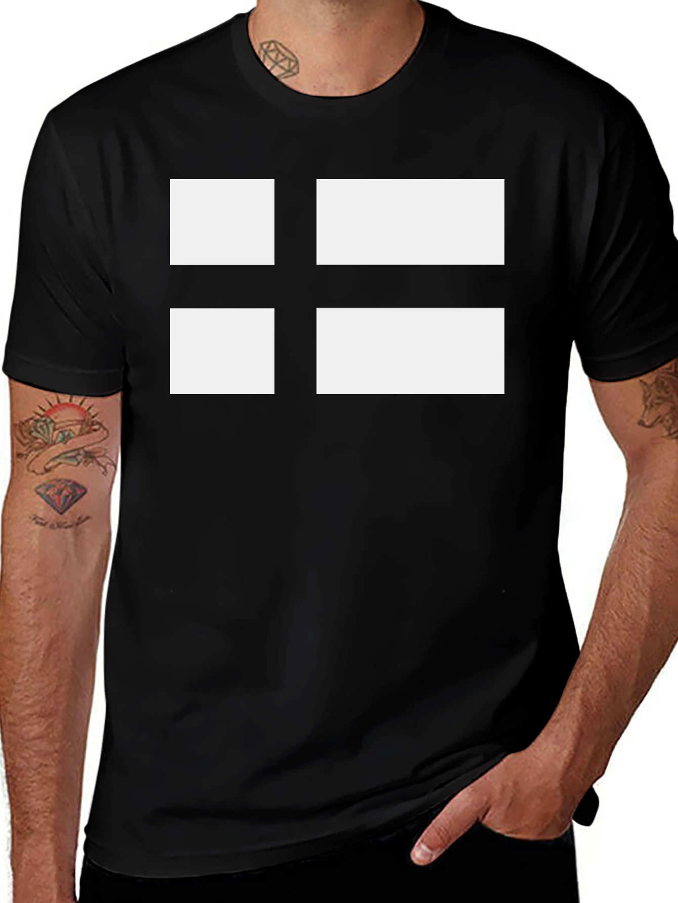 Nordic Cross Graphic Tee - Black Cotton T-Shirt