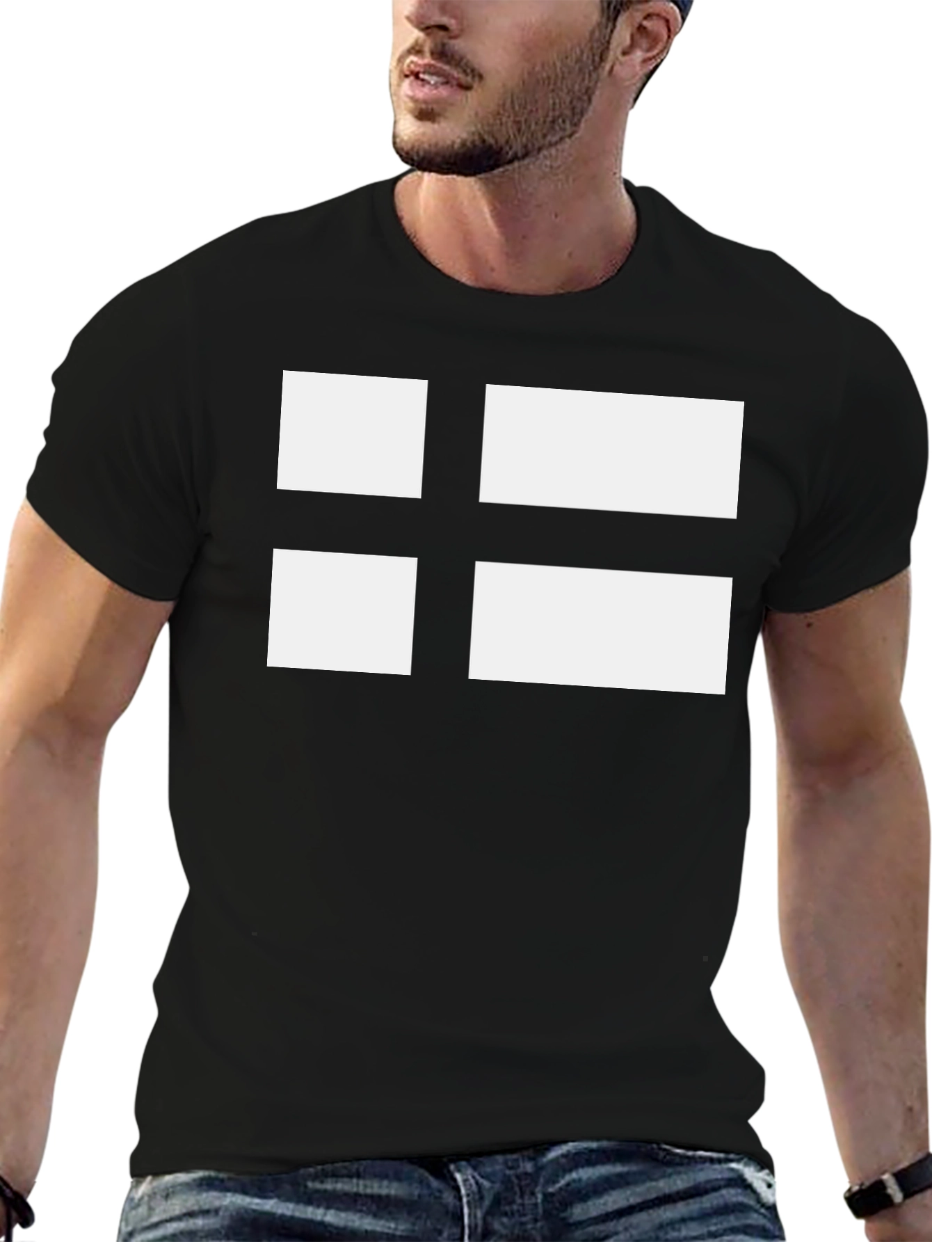 Nordic Cross Graphic Tee - Black Cotton T-Shirt