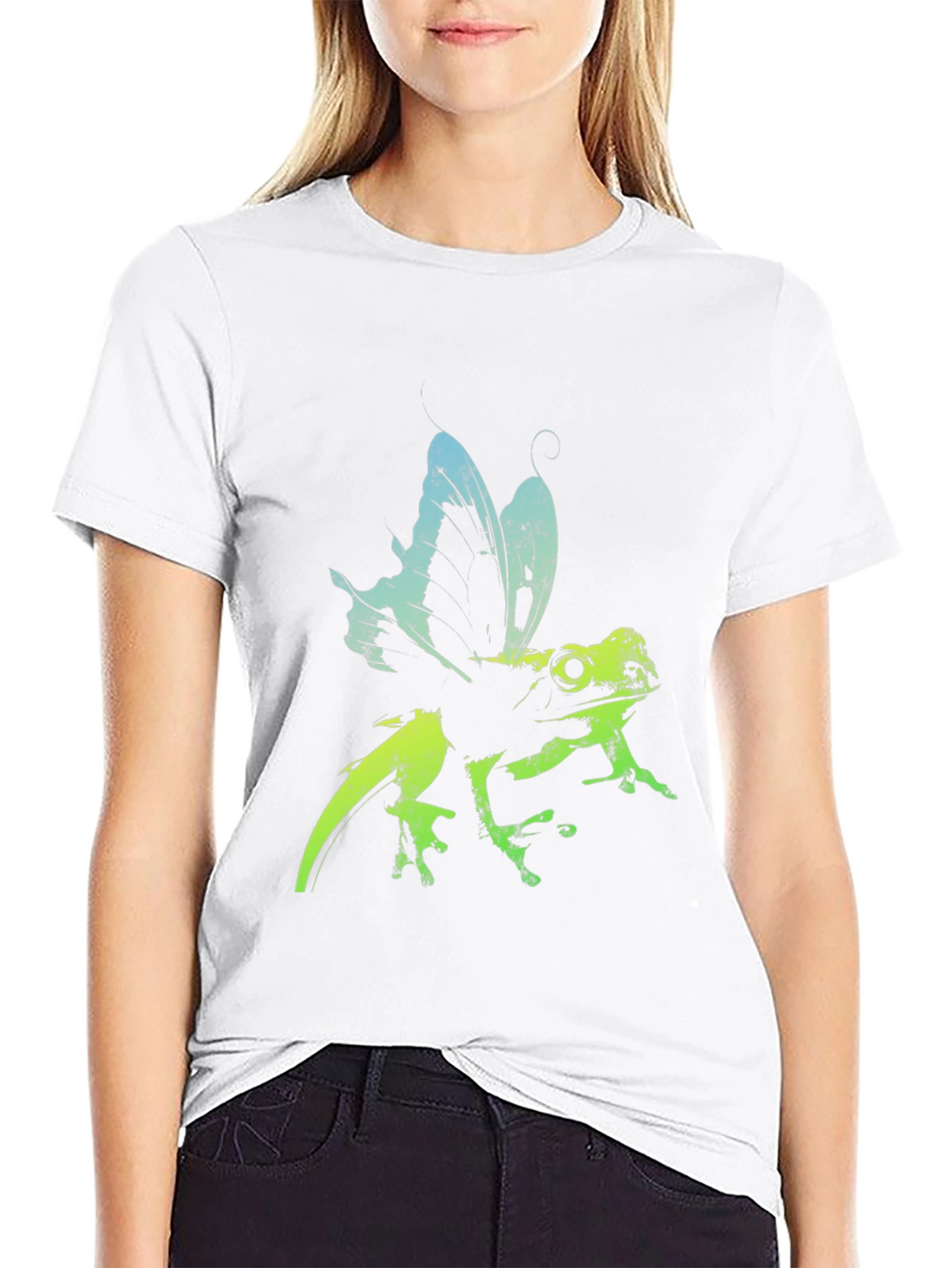 Frog Butterfly Graphic Tee - Black T-Shirt