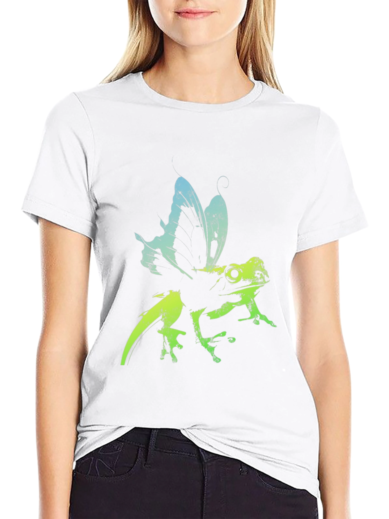 Frog Butterfly Graphic Tee - Black T-Shirt