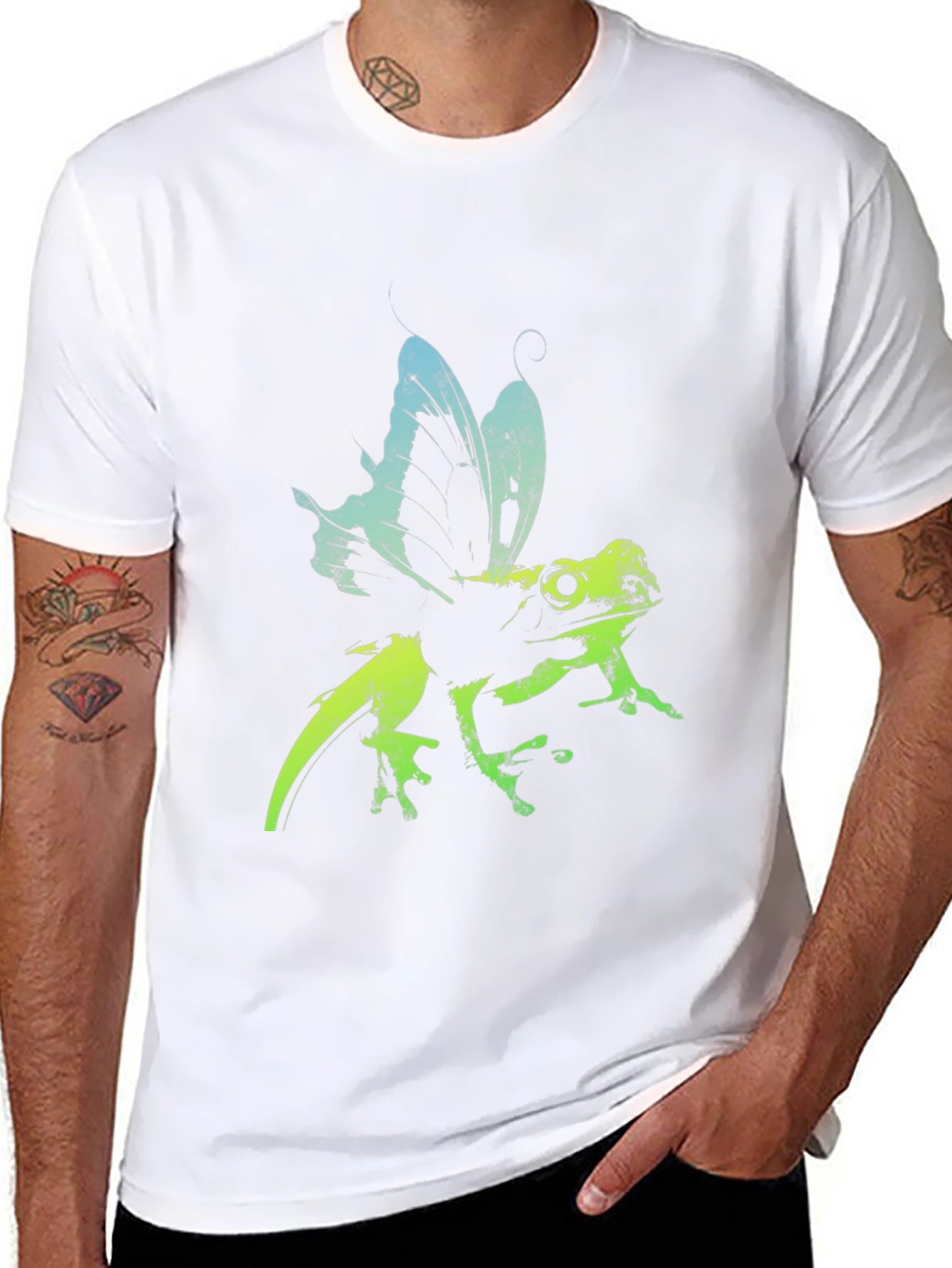 Frog Butterfly Graphic Tee - Black T-Shirt