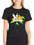 Fairy Flower Graphic Tee - Whimsical Black T-Shirt