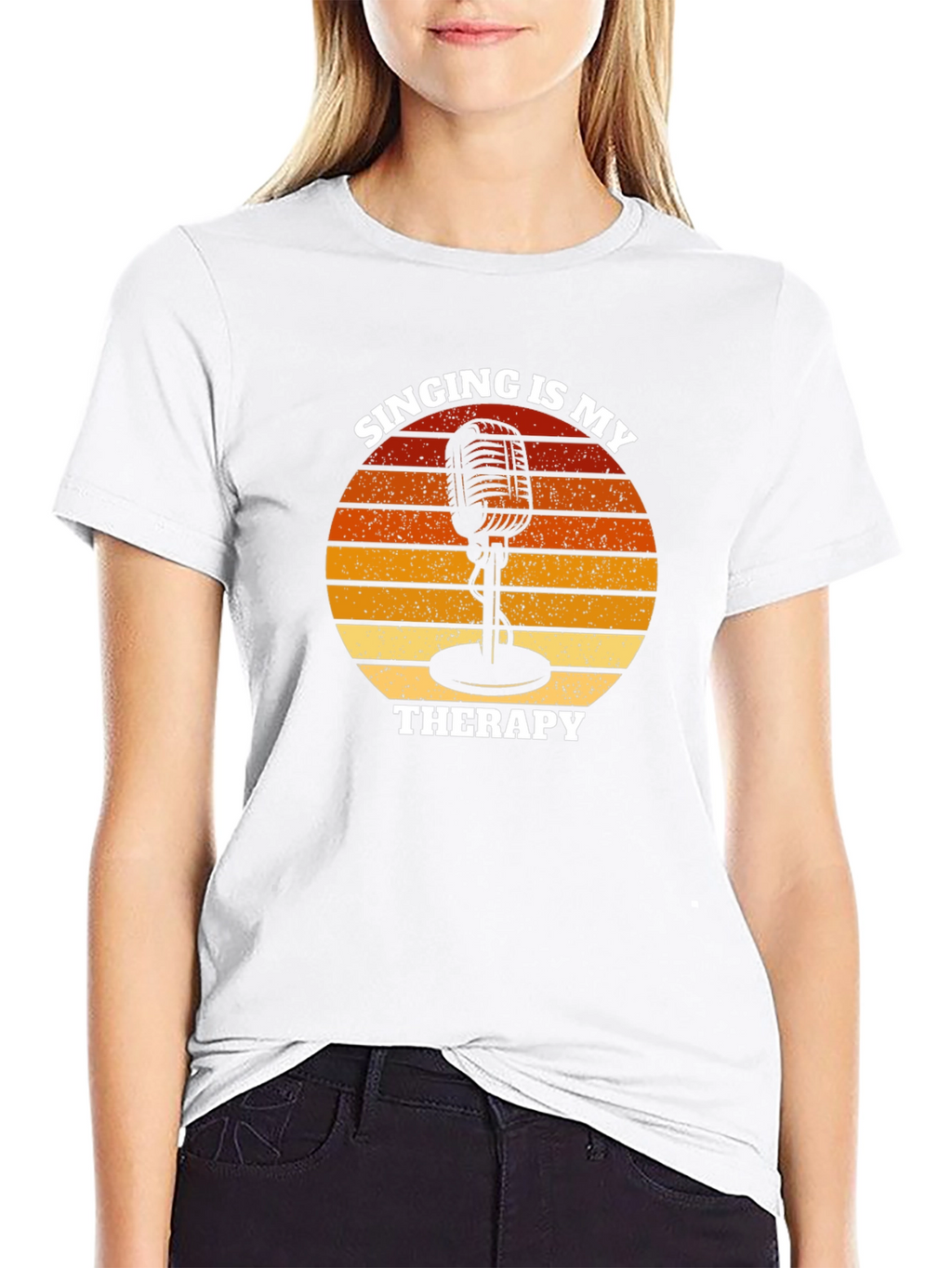 Singing is My Therapy T-Shirt - Retro Microphone Design