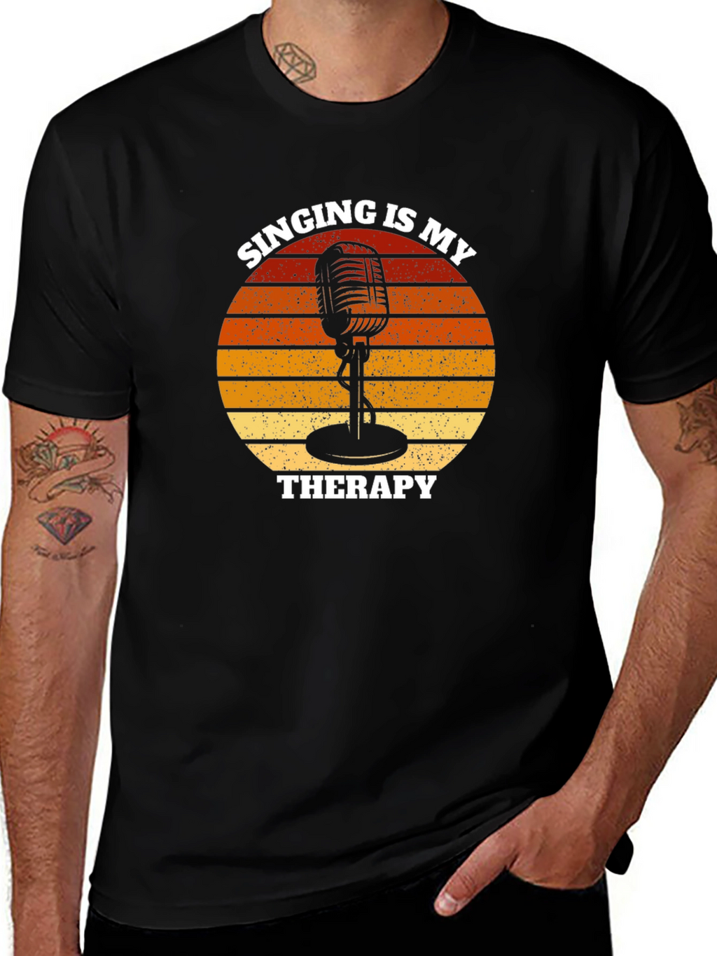 Singing is My Therapy T-Shirt - Retro Microphone Design