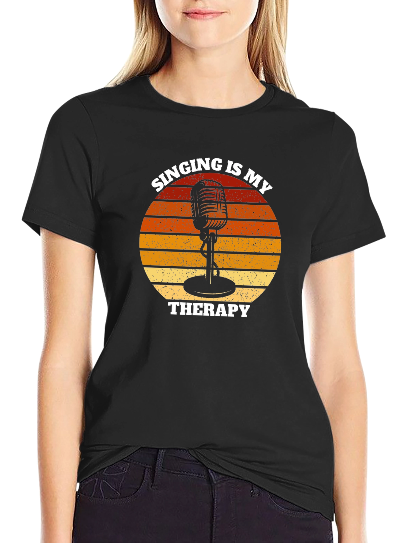 Singing is My Therapy T-Shirt - Retro Microphone Design