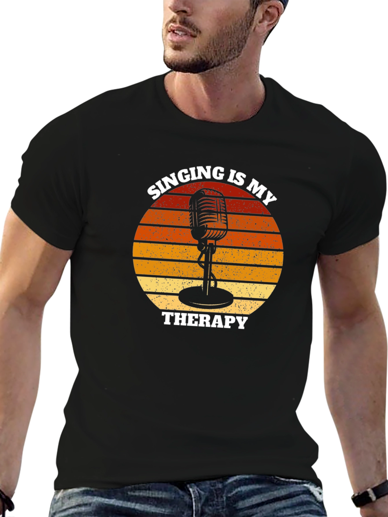 Singing is My Therapy T-Shirt - Retro Microphone Design