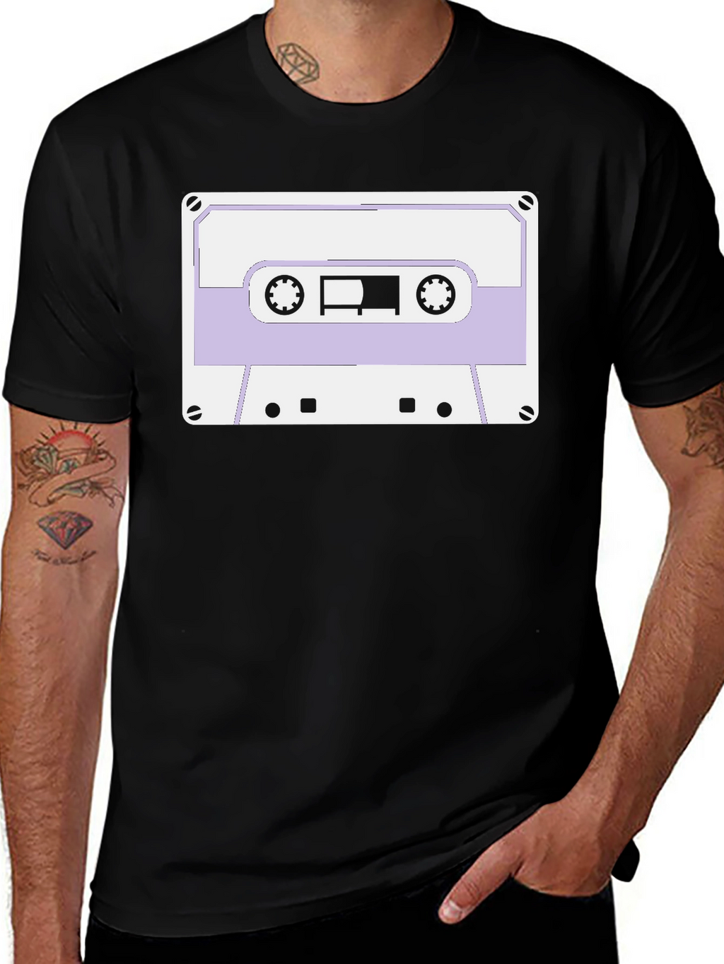 Retro Cassette Tape Graphic Tee - Black
