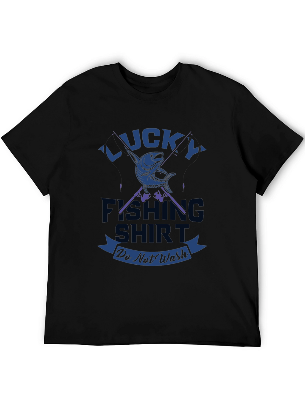 Lucky Fishing Shirt - Mens Black Graphic Tee