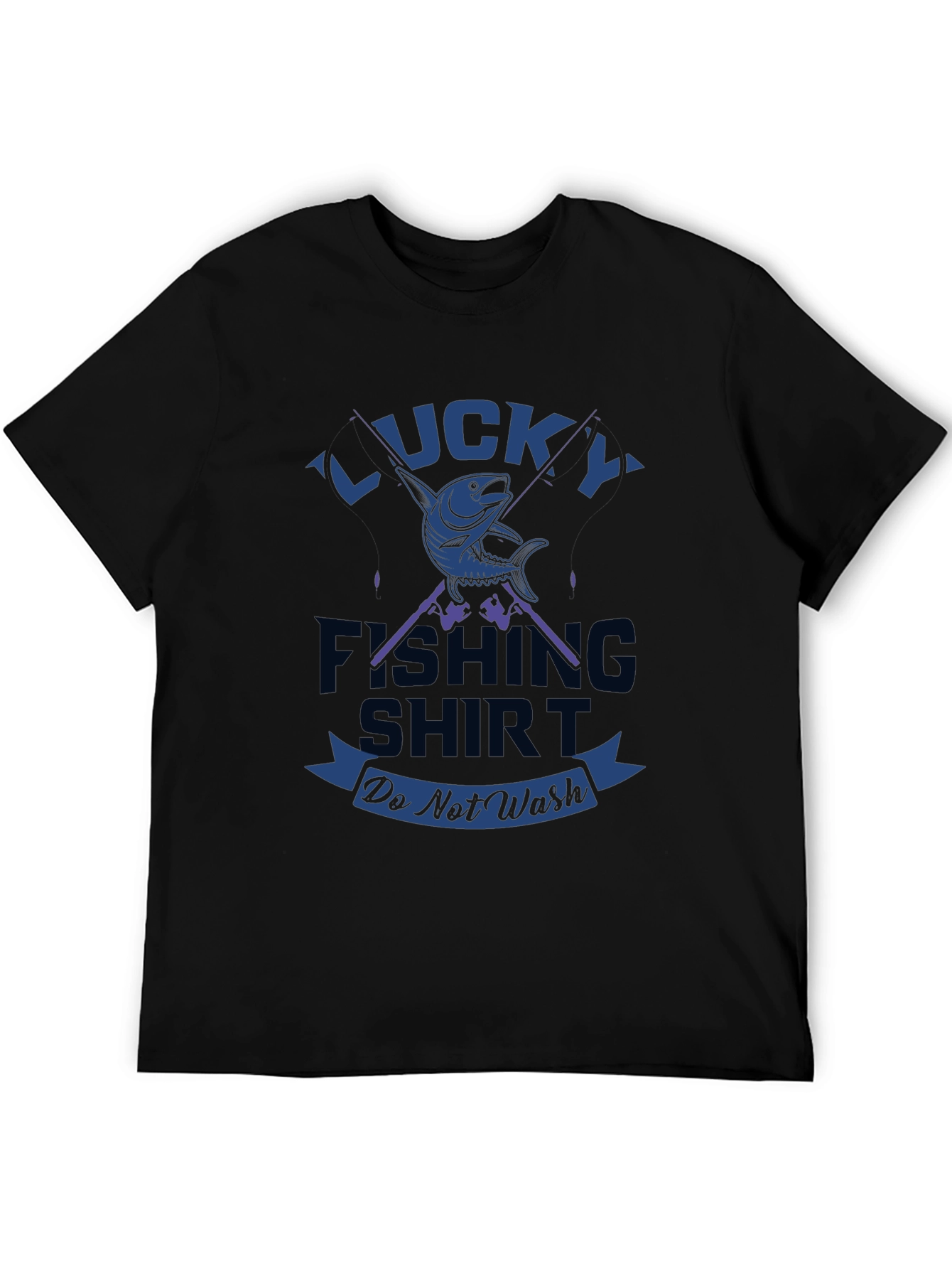 Lucky Fishing Shirt - Mens Black Graphic Tee