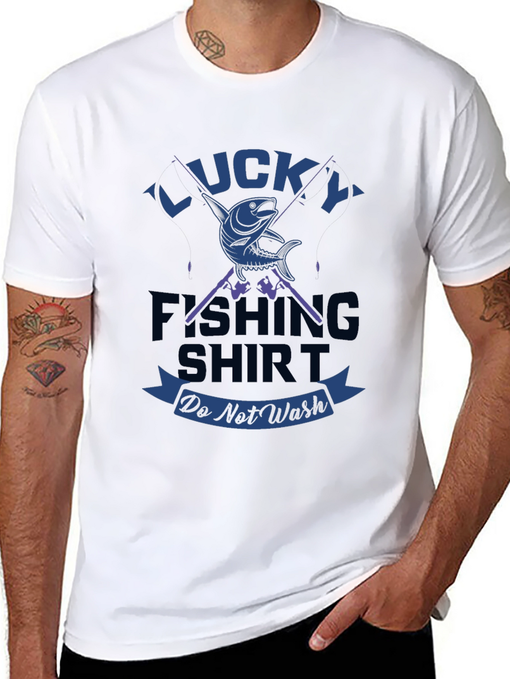Lucky Fishing Shirt - Mens Black Graphic Tee