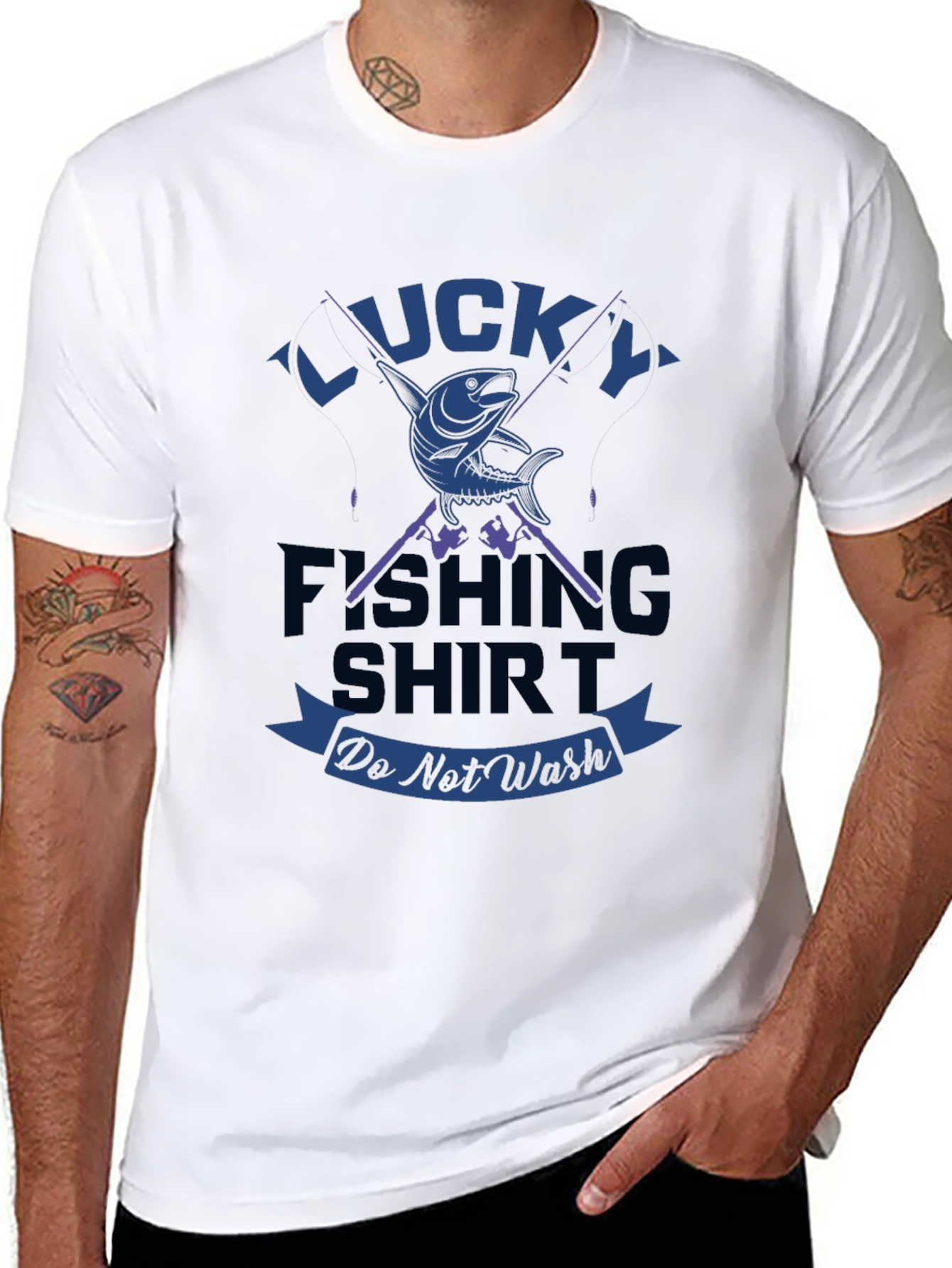 Lucky Fishing Shirt - Mens Black Graphic Tee