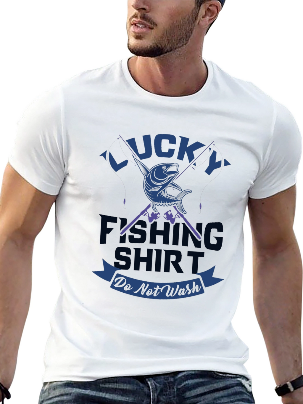 Lucky Fishing Shirt - Mens Black Graphic Tee
