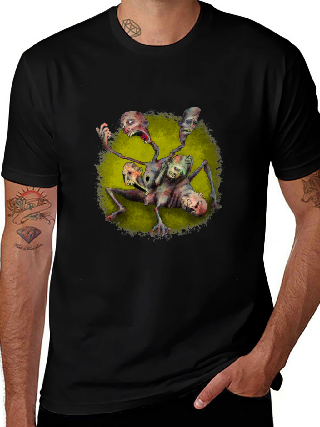 Creepy Multi-Headed Monster Graphic Tee