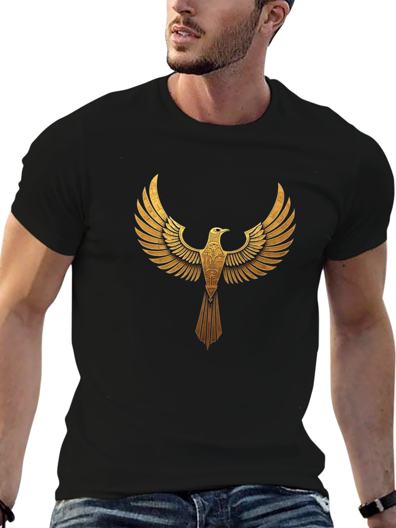 Golden Eagle Graphic Black T-Shirt