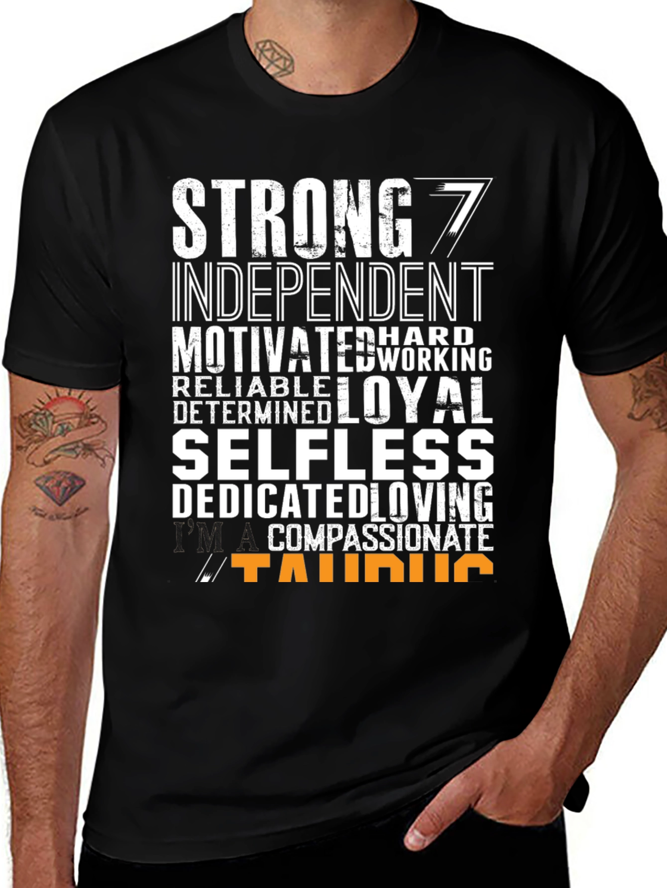 Strong Taurus Zodiac T-Shirt - Black Graphic Tee