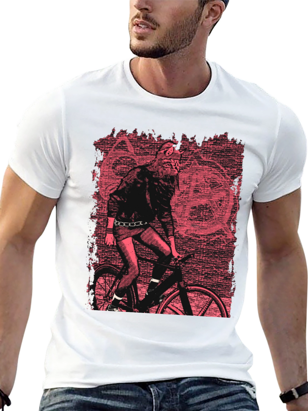 Wolf Biker Graphic T-Shirt - Black
