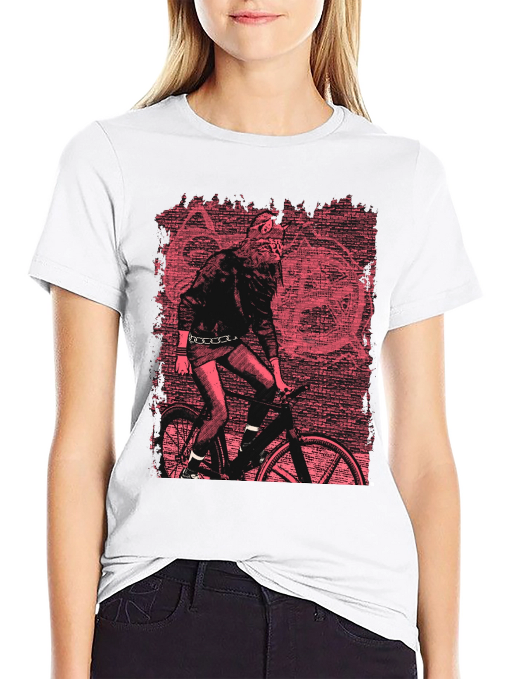 Wolf Biker Graphic T-Shirt - Black