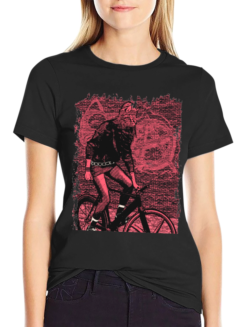 Wolf Biker Graphic T-Shirt - Black