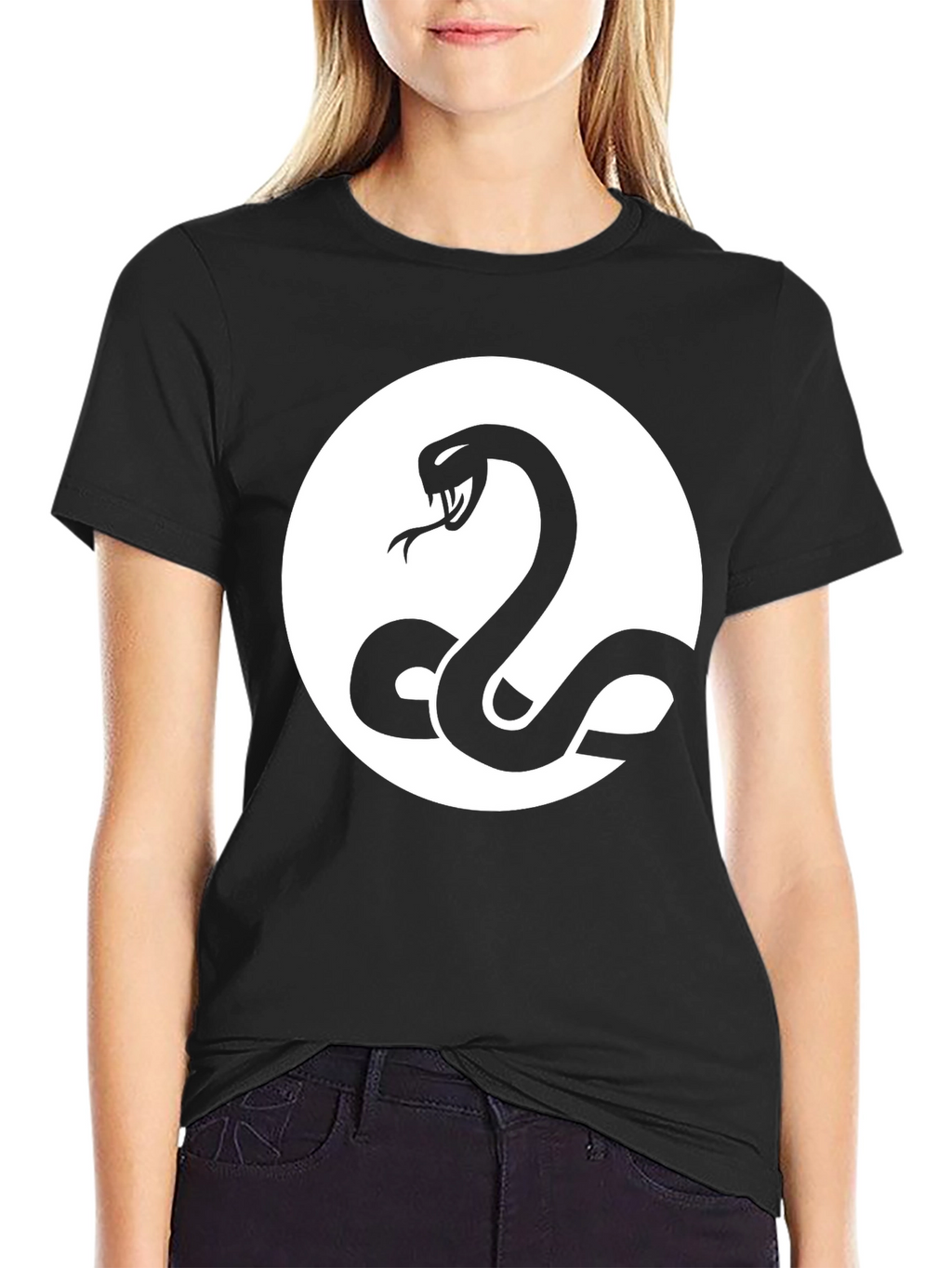 Snake Circle Graphic Tee - Black