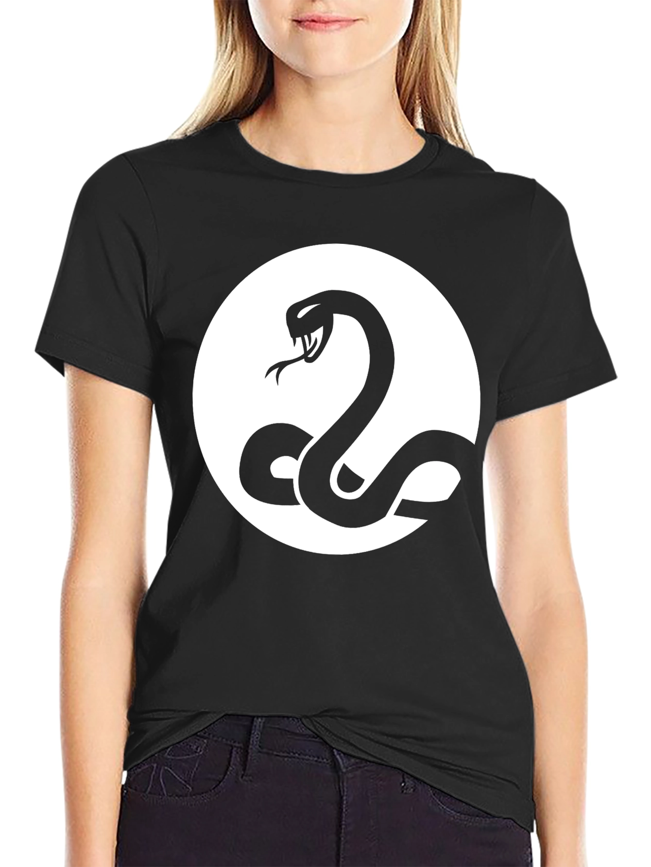 Snake Circle Graphic Tee - Black