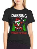 Dabbing Santa Through The Snow Christmas Tee