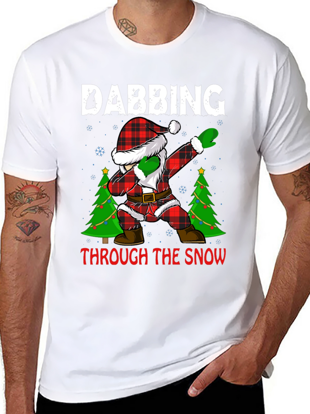 Dabbing Santa Through The Snow Christmas Tee
