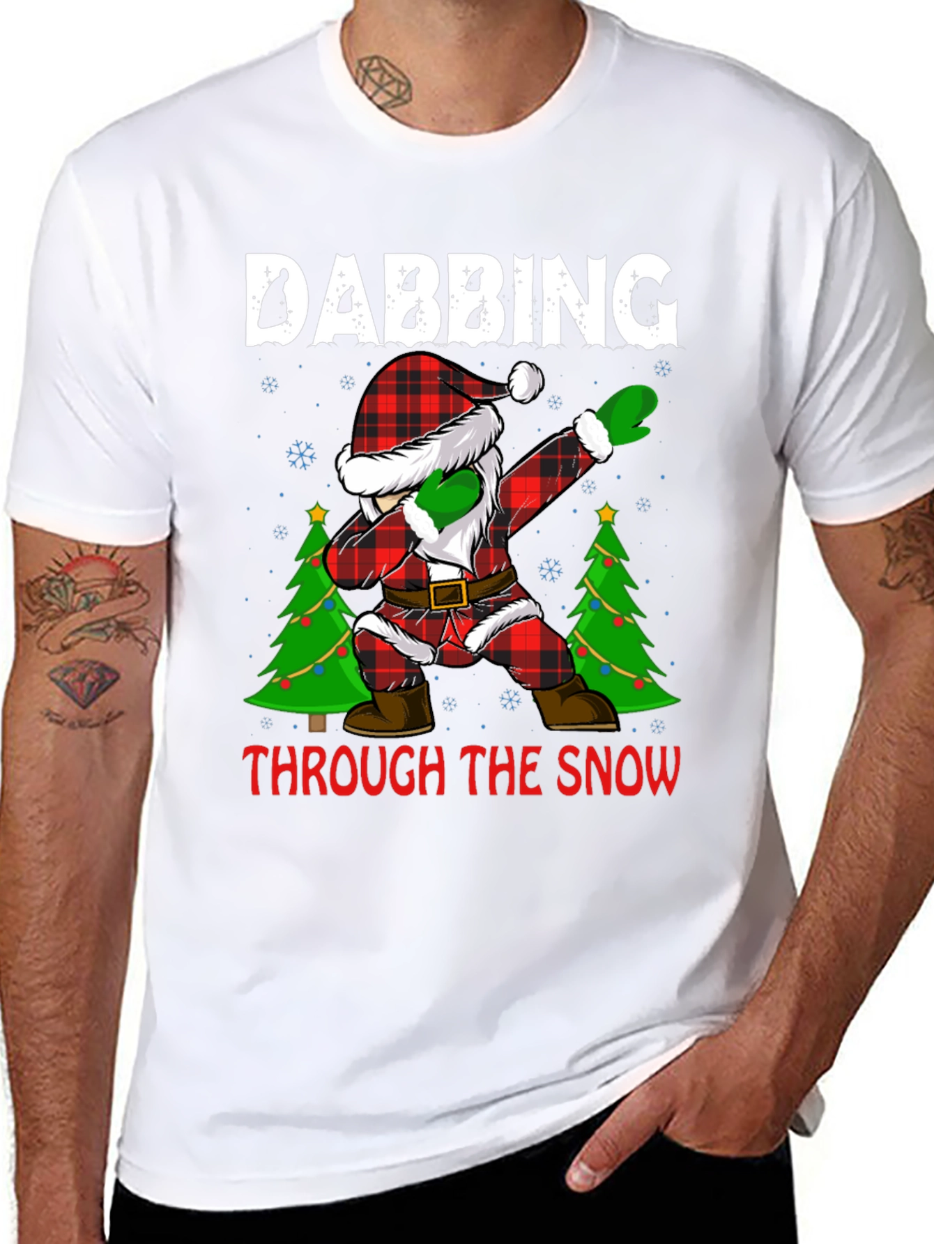 Dabbing Santa Through The Snow Christmas Tee