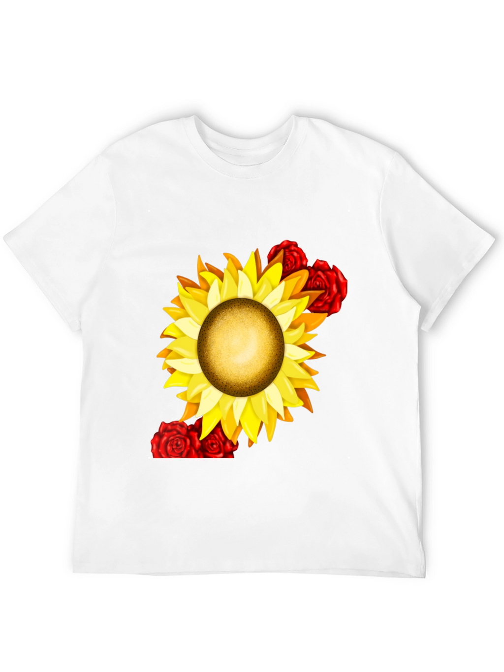 Sunflower & Rose Graphic Black T-Shirt