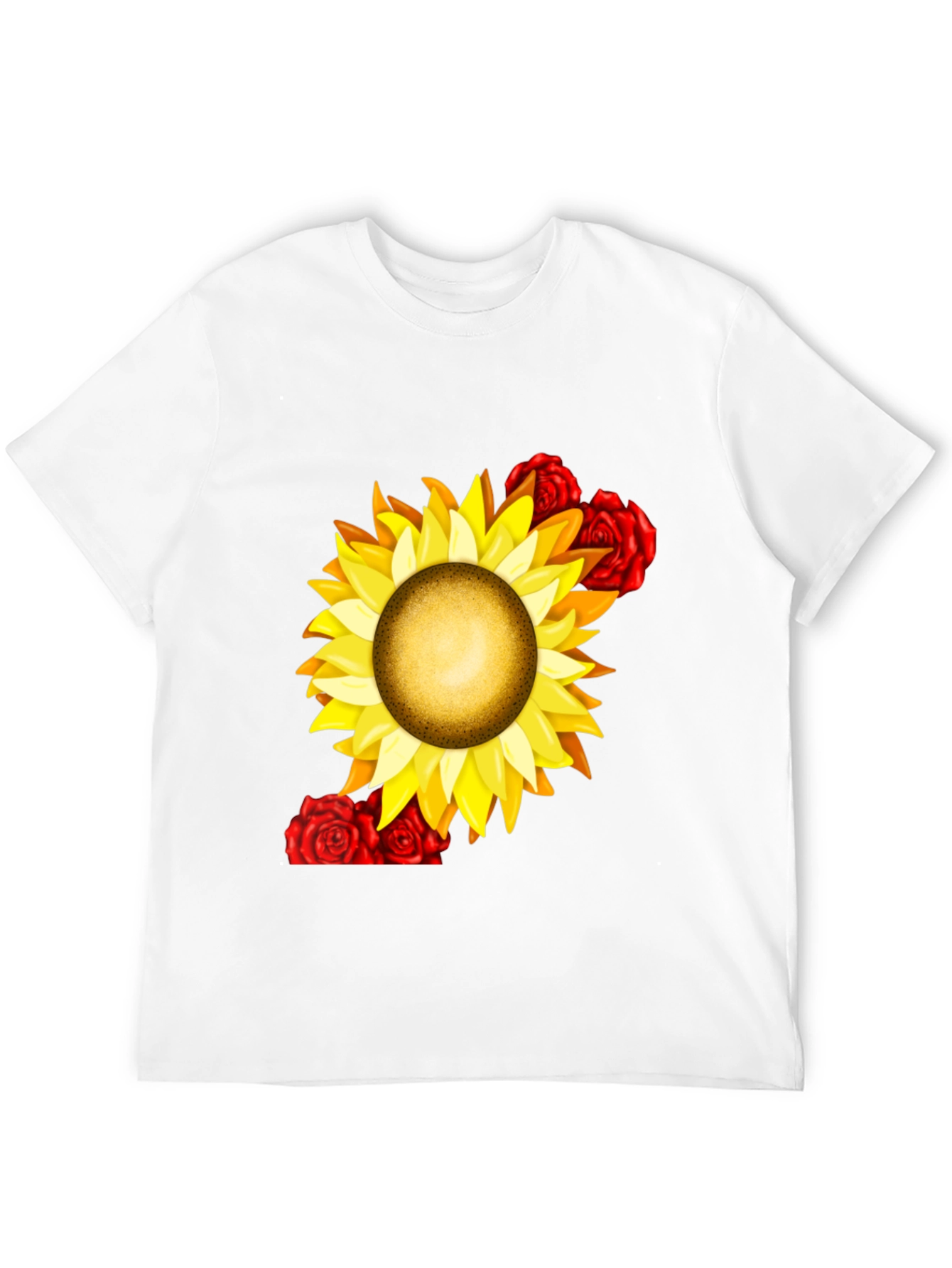 Sunflower & Rose Graphic Black T-Shirt
