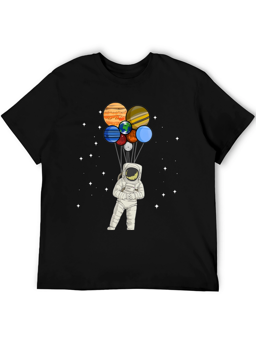 Astronaut Planet Balloons Graphic Tee