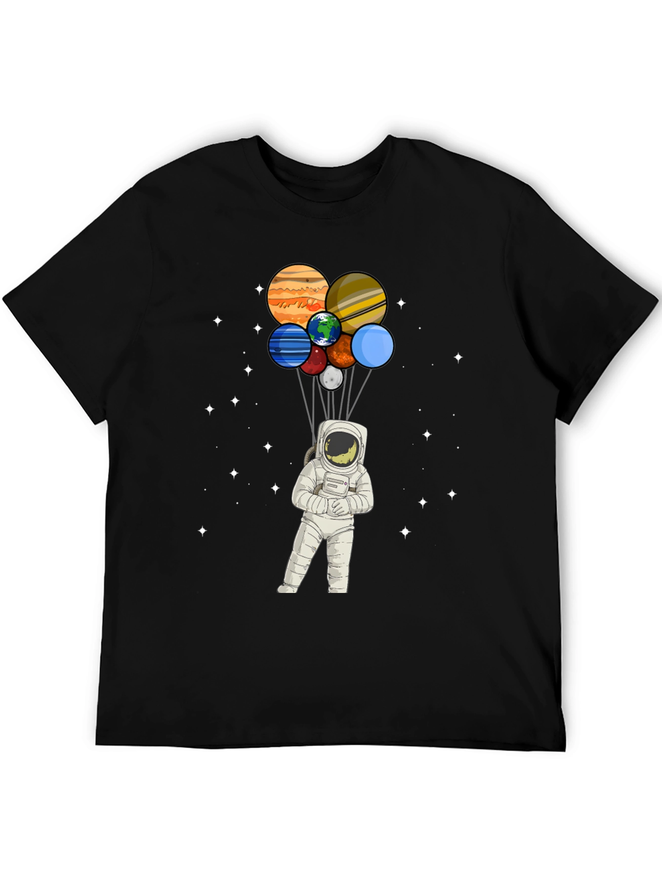 Astronaut Planet Balloons Graphic Tee