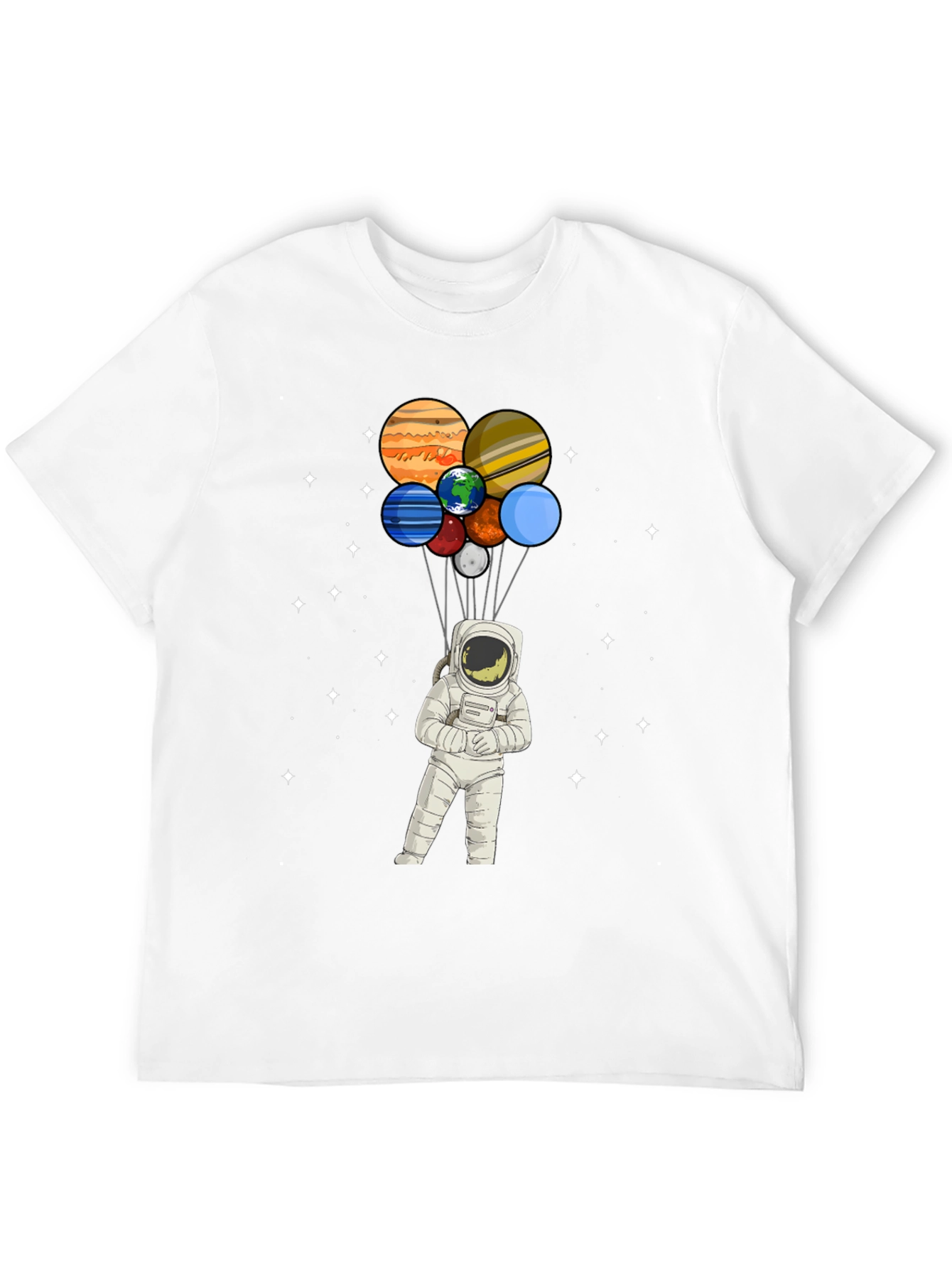 Astronaut Planet Balloons Graphic Tee