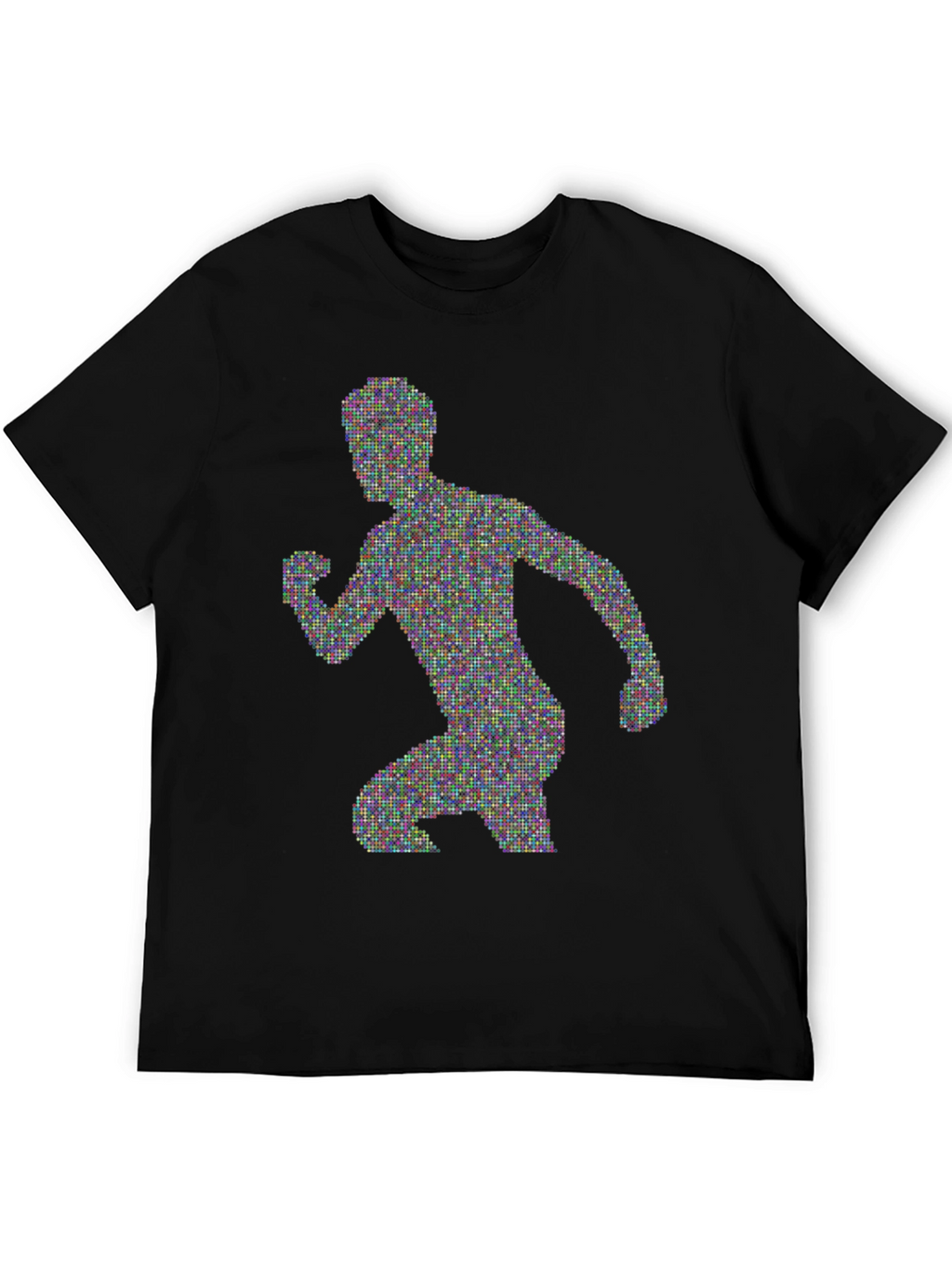 Pixelated Runner Graphic Tee - Black Cotton T-Shirt