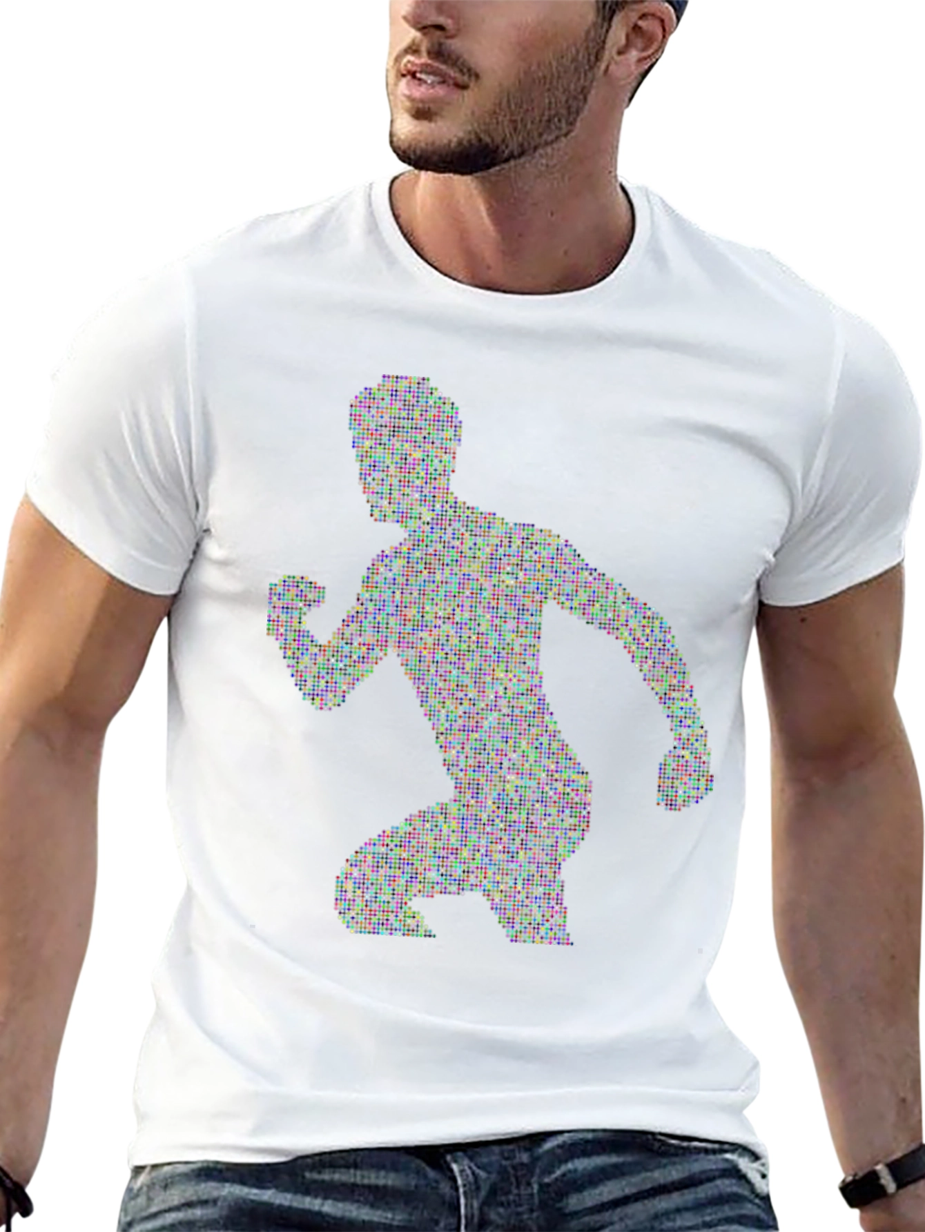 Pixelated Runner Graphic Tee - Black Cotton T-Shirt